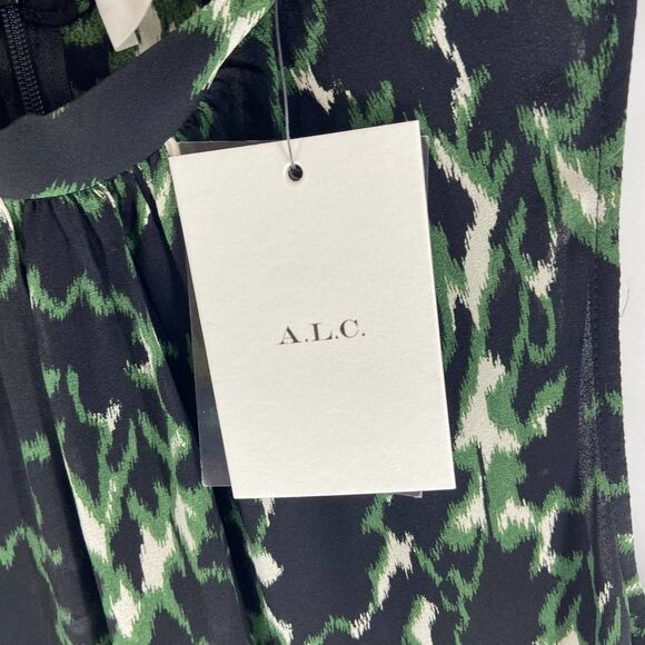 ALC black green ikat high neck tank midi dress - Picture 6 of 8